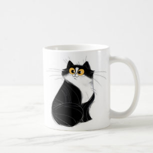 De Café Caneca preta e amarela do gato dos olhos