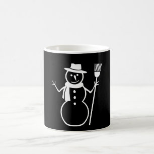 De Café Caneca preto e branco da vassoura do chapéu do