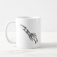 Caneca preto e branco do calamar