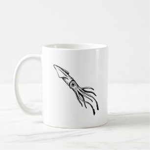 De Café Caneca preto e branco do calamar