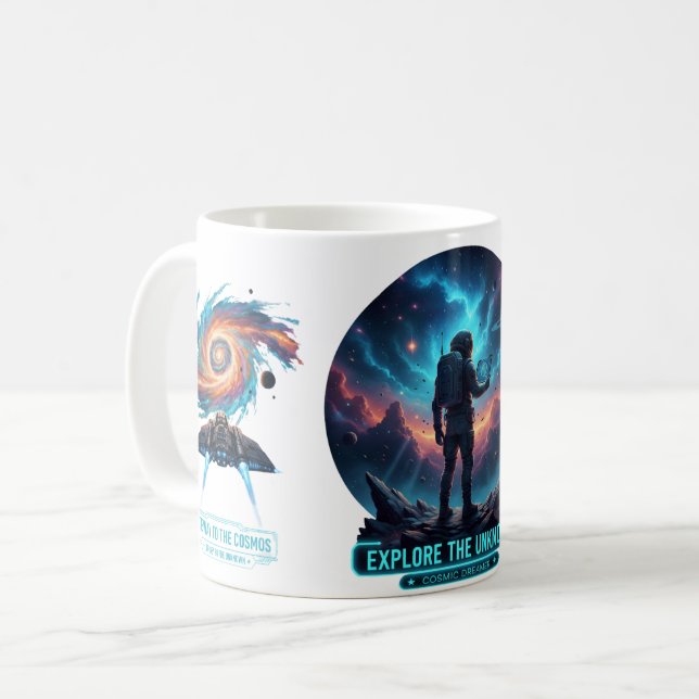 De Café Caneca Profunda Astronauta Cósmico Explorador Espa (Frente Esquerda)