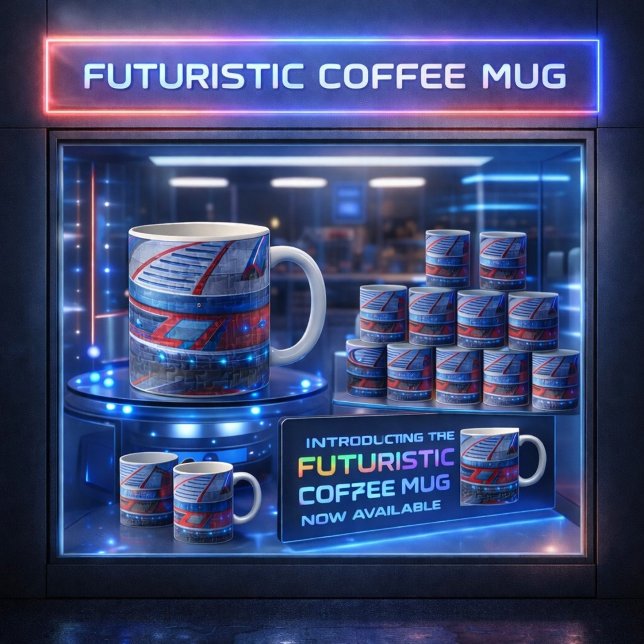 De Café Caneca Puzzle Cosmic Cruiser ("Futuristic Coffee Mug")