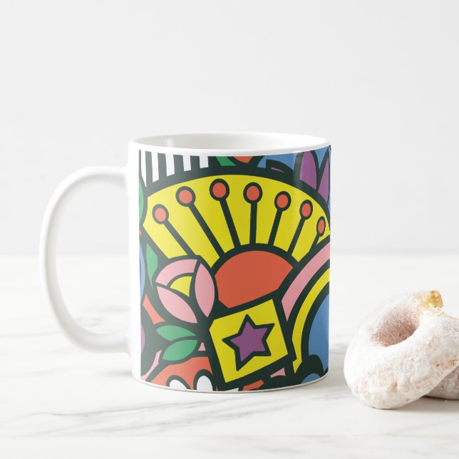 De Café Caneca retro da elevação e do brilho (Com Donut)