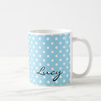 De Café Caneca retro do estilo das bolinhas azuis