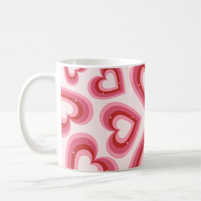 De Café Caneca Retro Love Hearts Pattern  (Esquerda)