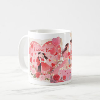 De Café Caneca Romântica I Love You – Casal e Rosas