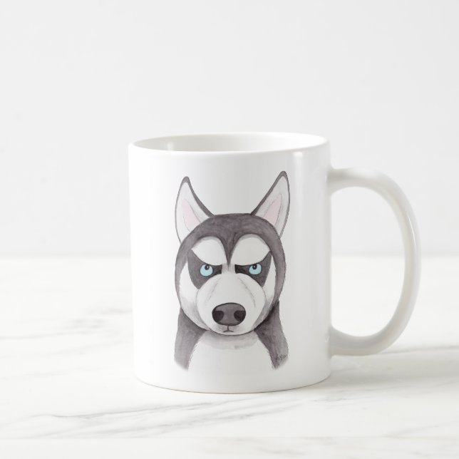 De Café Caneca ronca feliz do cão da cara ronca engraçada (Direita)