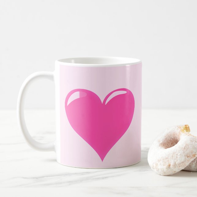 De Café Caneca Rosa com Coração (Com Donut)