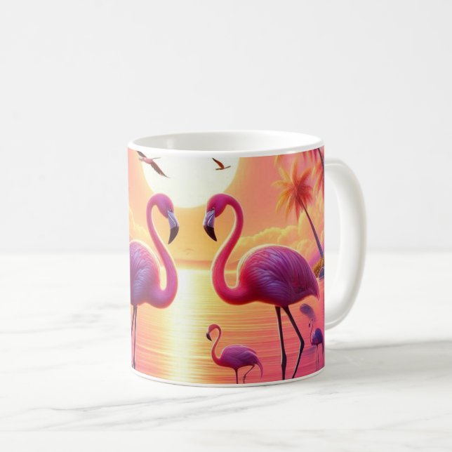 De Café Caneca rosa flamingos! (Frente Esquerda)