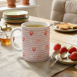 De Café Caneca Rosa Morango & Margarida   Floral Coquete F