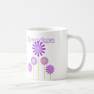 De Café Caneca roxa das flores para o Grandma.