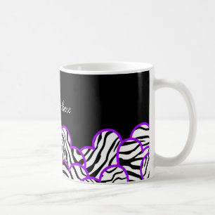 De Café Caneca roxa dos corações da zebra