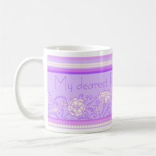 De Café Caneca roxa e cor-de-rosa da flor do cravo do