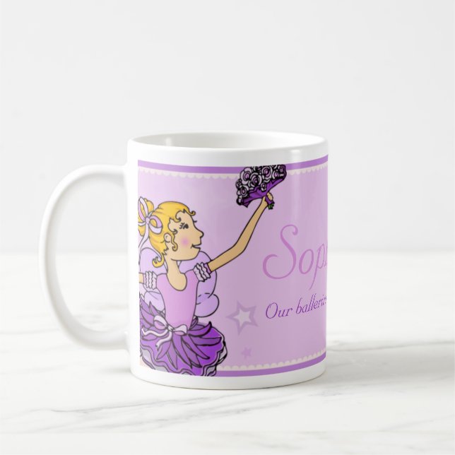De Café Caneca roxa e dourada da bailarina da menina do (Esquerda)