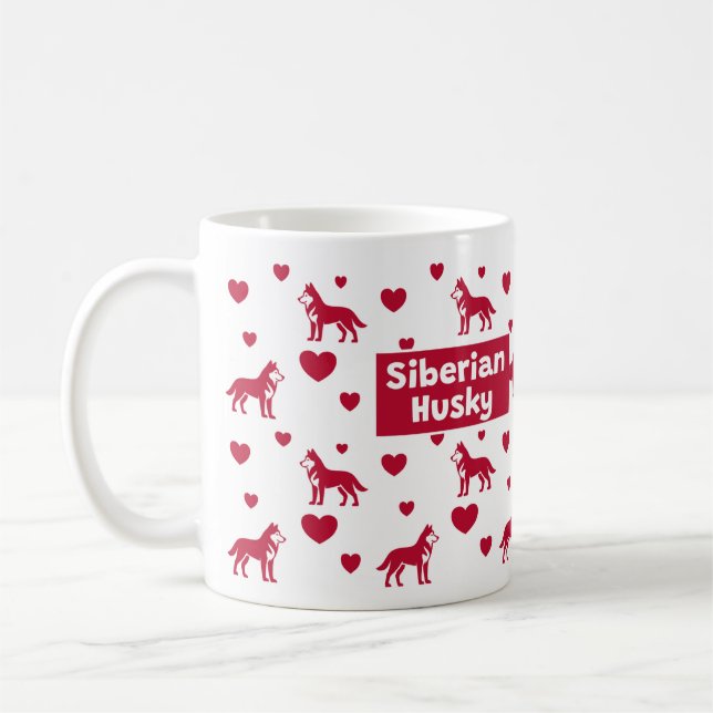 De Café Caneca Siberiana Com Corações Vermelhos (Esquerda)