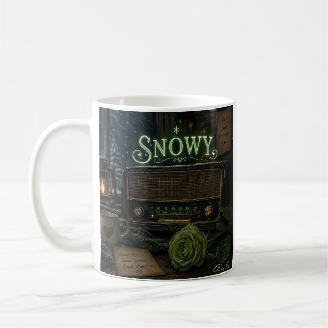 De Café caneca snowy green rose1 (Esquerda)