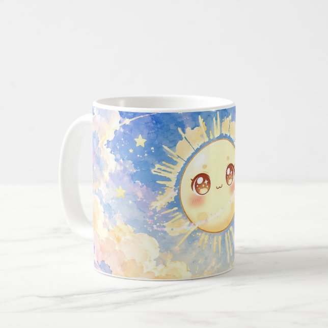 De Café Caneca Sol e Estrelas Fofo (Frente Esquerda)