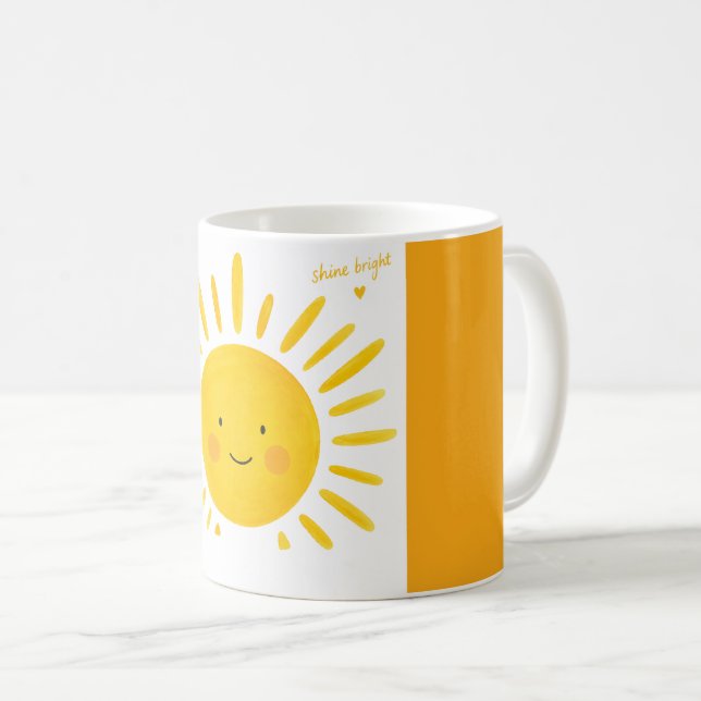 De Café Caneca Sol Sorridente Brilhante (Frente Esquerda)