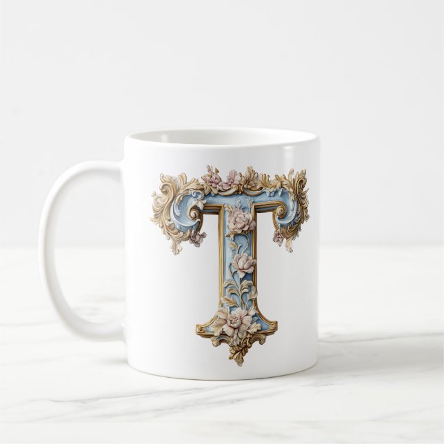 De Café Caneca 'T' Inicial Barroca para uma Princesa do Ca (Esquerda)