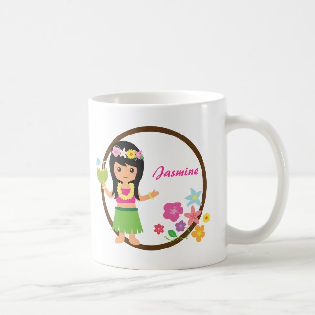 De Café Caneca Temática Havaiana da Garota Hula Fofa (Direita)