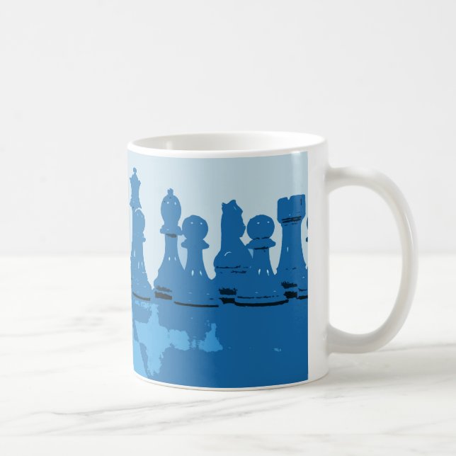 De Café Caneca temático azul da xadrez (Direita)