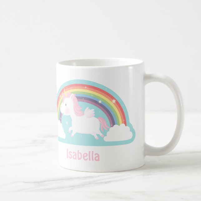 De Café Caneca Unicórnio Voador Fofo e Meninas Arco-Íris (Direita)
