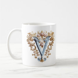 De Café Caneca 'V' Inicial Barroco para uma Princesa do Ca