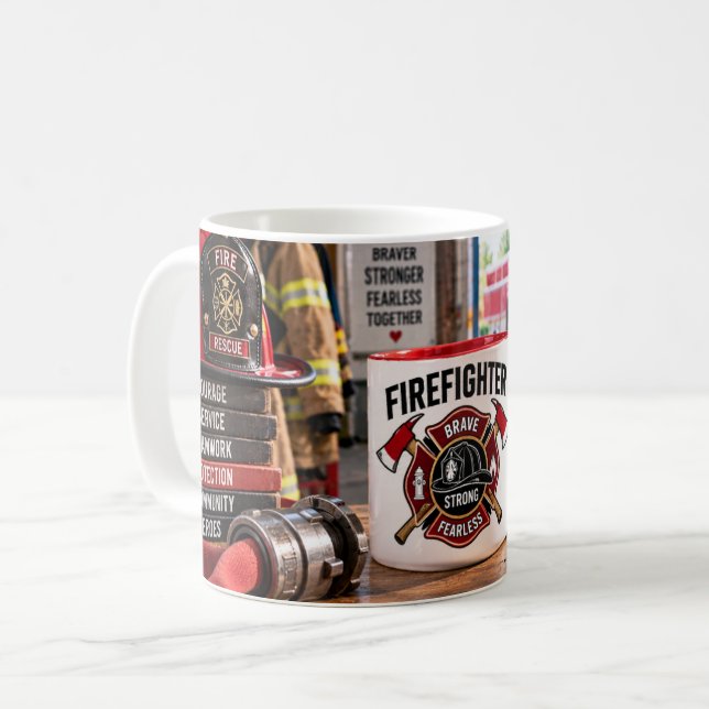 De Café Caneca Valente Bombeiro Forte (Frente Esquerda)