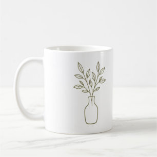 De Café Caneca Vaso e Folhas