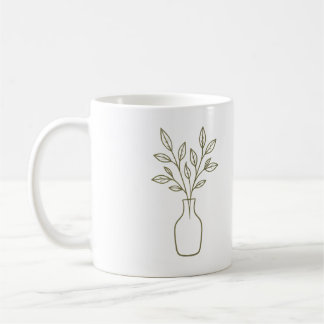 De Café Caneca Vaso e Folhas