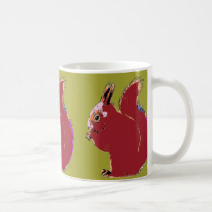 De Café Caneca verde-oliva do pop art do esquilo vermelho