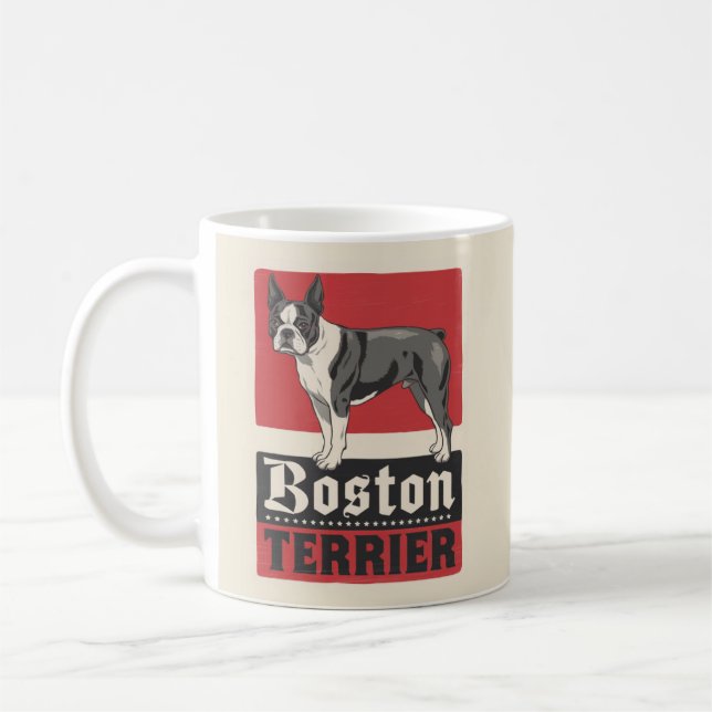 De Café Caneca Vermelha Boston Terrier (Esquerda)