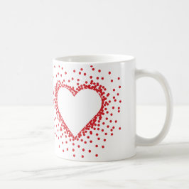 De Café Caneca vermelha do coração dos confetes
