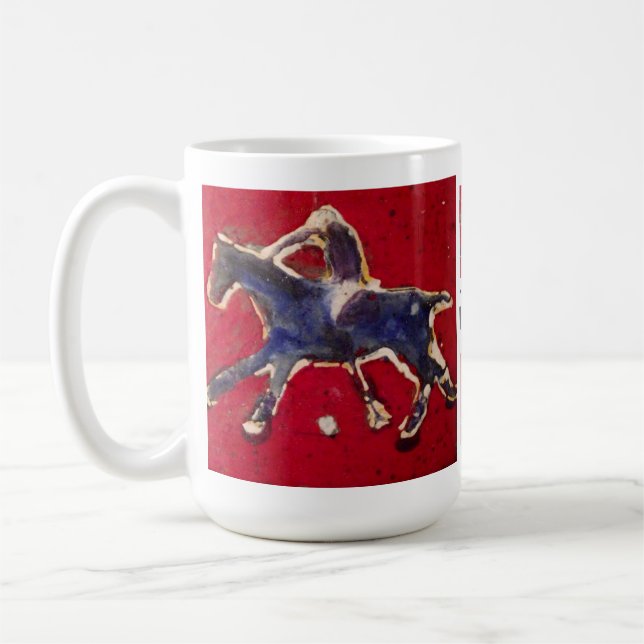 De Café Caneca vermelha e azul do polo (Esquerda)