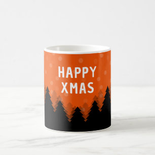 De Café Caneca Vermelho Feliz Natal com floresta, árvores