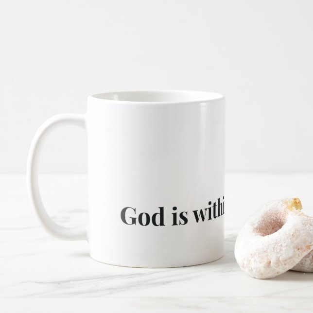 De Café Caneca Versículo Bíblico Cristão Deus Está Dentro  (Com Donut)