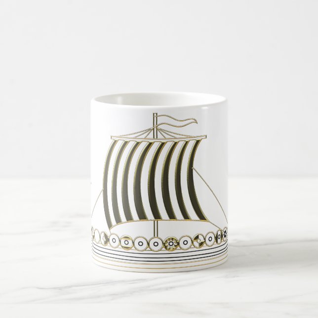 De Café Caneca Viking Longboat Metálico Dourado (Centro)