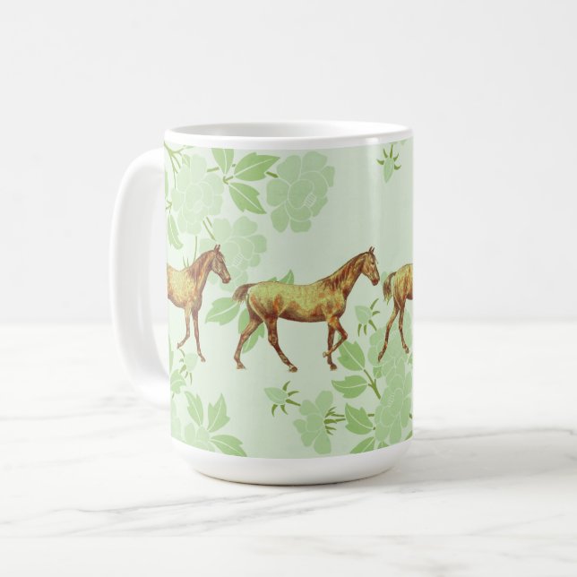 De Café Caneca Vintage Estilo Cavalo Caminhando em Torno d (Frente Esquerda)