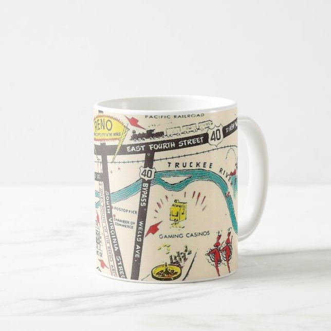 De Café Caneca Vintage Retro Reno Nevada (Frente Esquerda)