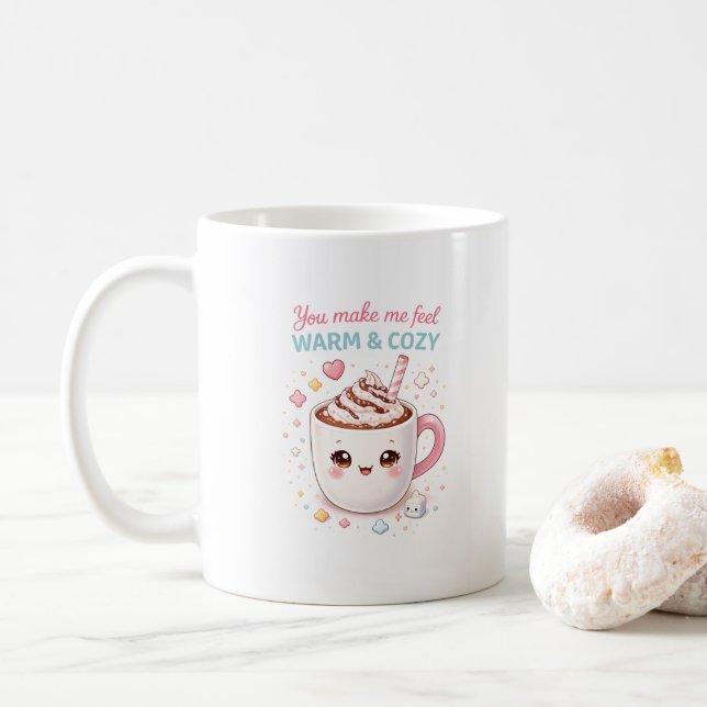 De Café Caneca Você Me Faz Sentir Aquecido e Aconchegado  (Com Donut)