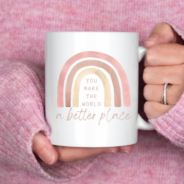 De Café Caneca Você Torna o Mundo um Lugar Melhor (Empower someone special with this boho watercolor rainbow, "You make the world a better place" mug! )
