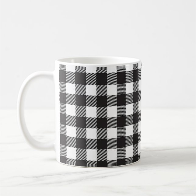 De Café Caneca Xadrez Búfalo Preto e Branco (Esquerda)