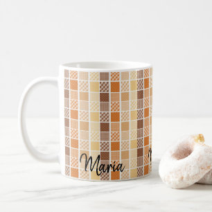 De Café Caneca Xadrez Laranja Marrom Amarelo