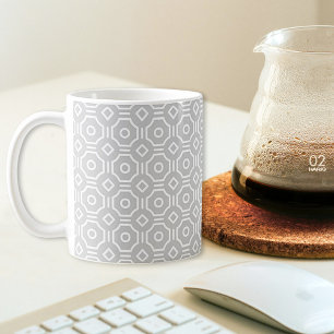 De Café Caneca Xadrez Octogonal Cinza