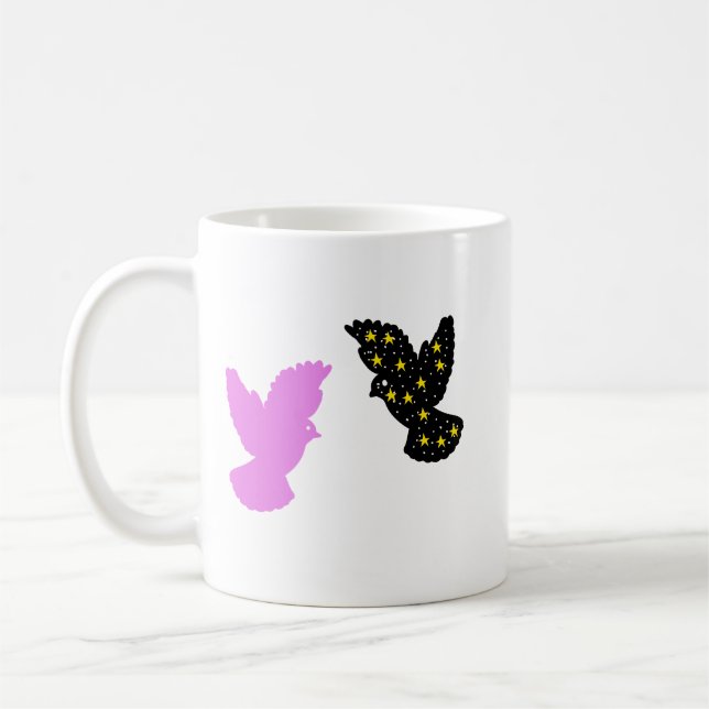 De Café Caneca Zodiac Dois Pássaros • Silhuetas Celestiais (Esquerda)