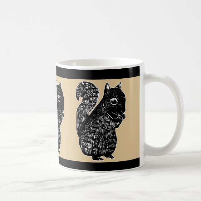 De Café Carvalho dos esquilos pretos e caneca preta (Direita)