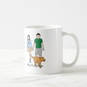 De Café Casal e cão personalizados da caneca dos desenhos