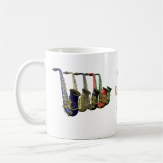 De Café Cinco saxofones coloridos caneca, vidro ou caneca