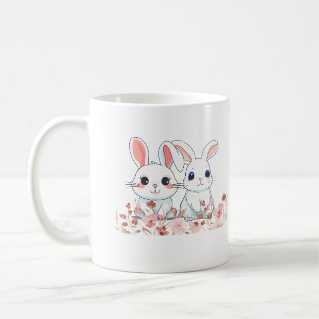De Café Coelhinhos Rosa Caneca Branca em um Presente Doce (Esquerda)