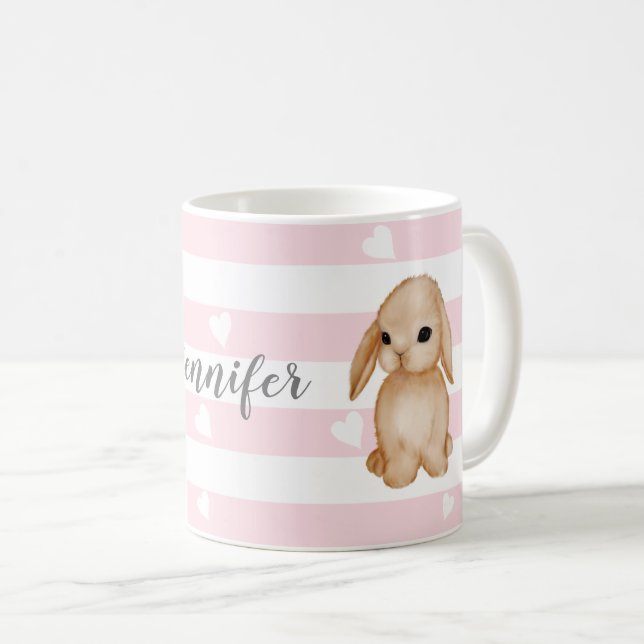 De Café Coelho Rosa Personalizado - Caneca (Frente Esquerda)